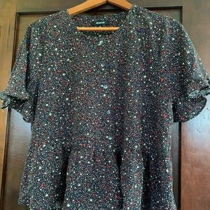 Madewell ruffle sleeve top with stars